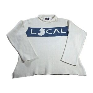 Vtg Binghamton Knitting Sz L Mock Rolled Neck Knit Sweater "LOCAL" MADE IN USA
